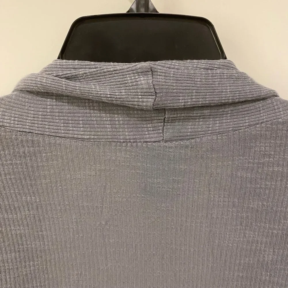H.I.P Gray Waffle Knit Asymmetrical Open Front Tie Layering Cardigan Medium